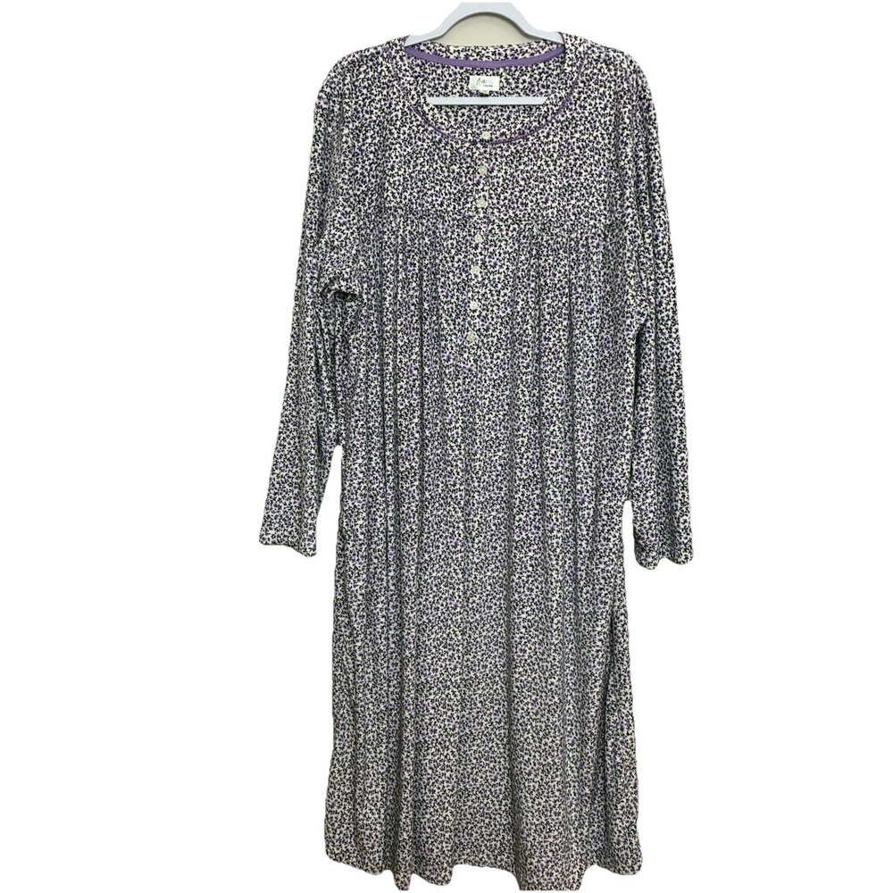 Aria Collection Soft Velour Nightgown 3X purple Ditzy Floral